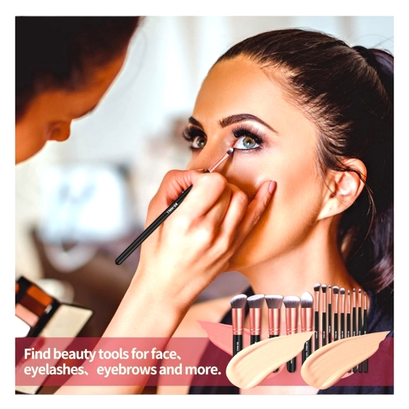 Rose Gold /Black 14pc BS-MALL Professional Makeup Brush Collection With Case - Picture 6 of 7